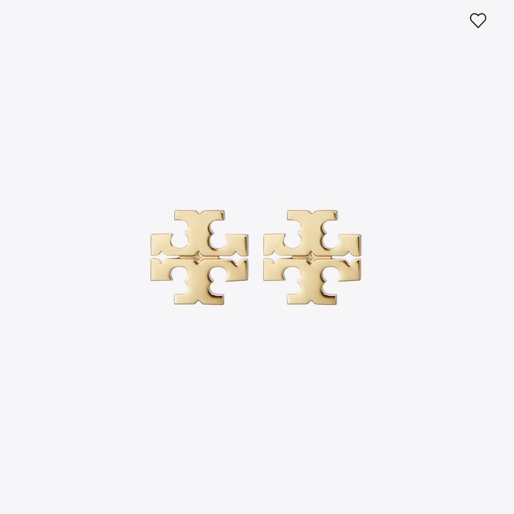 Tory Burch Gold Large Logo Stud Earrings NWB
